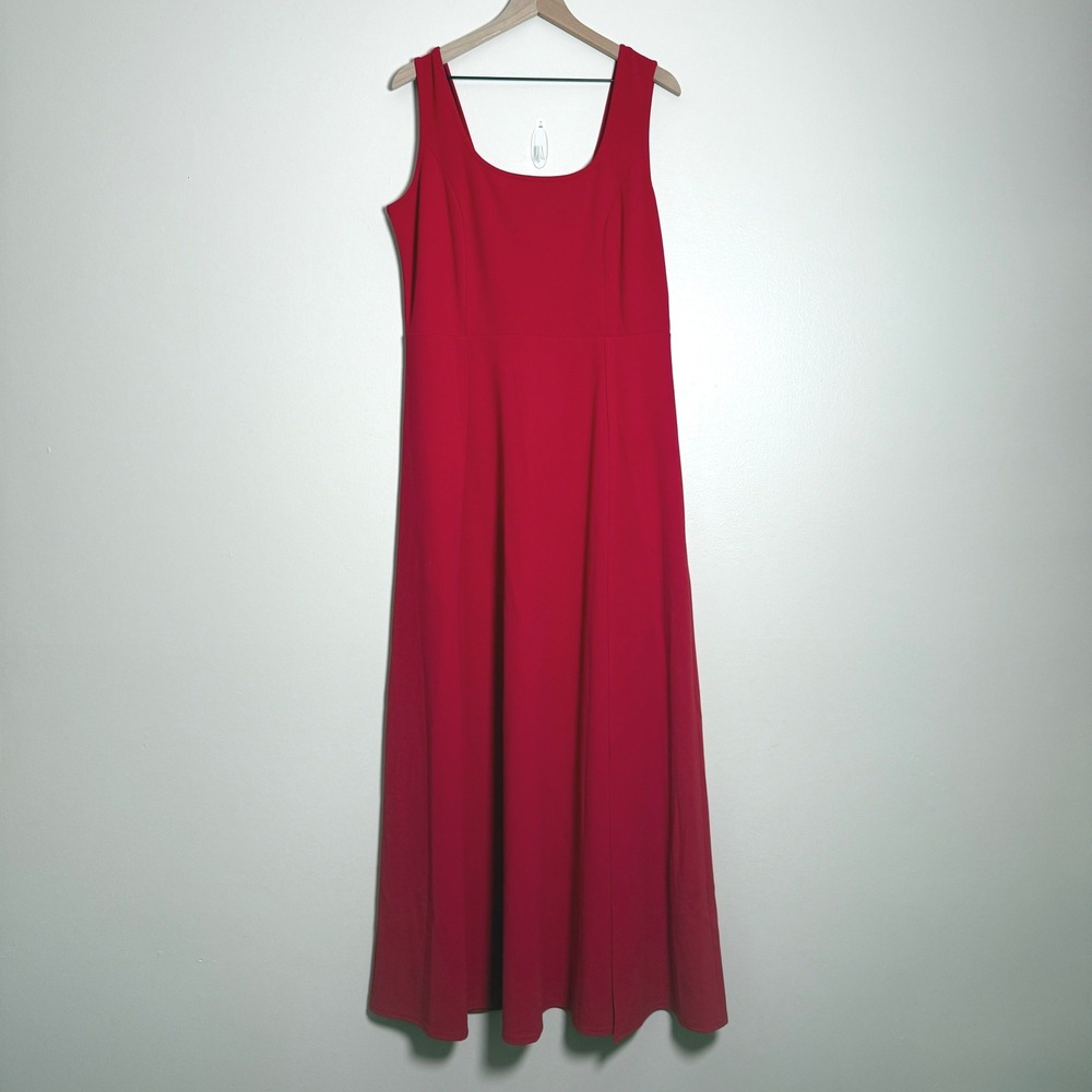 Mushare‎ NEW Womens Maxi Dress 2X Red Slit Formal Gown Event Romantic Sleeveless